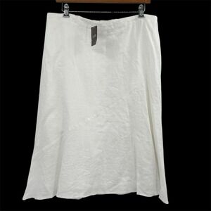 J. Jill Womens Linen Midi Skirt Size XL Petite White Cottage Coastal Minimalist